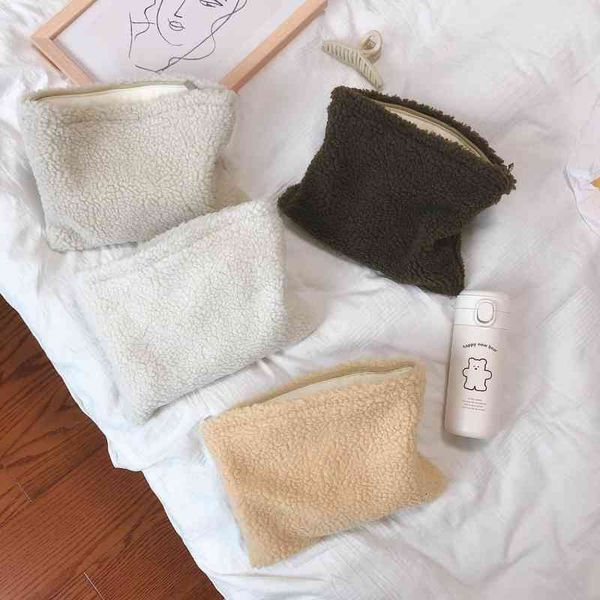 

large women plush cosmetic bag canvas waterproof zipper make up bag travel washing makeup organizer beauty case