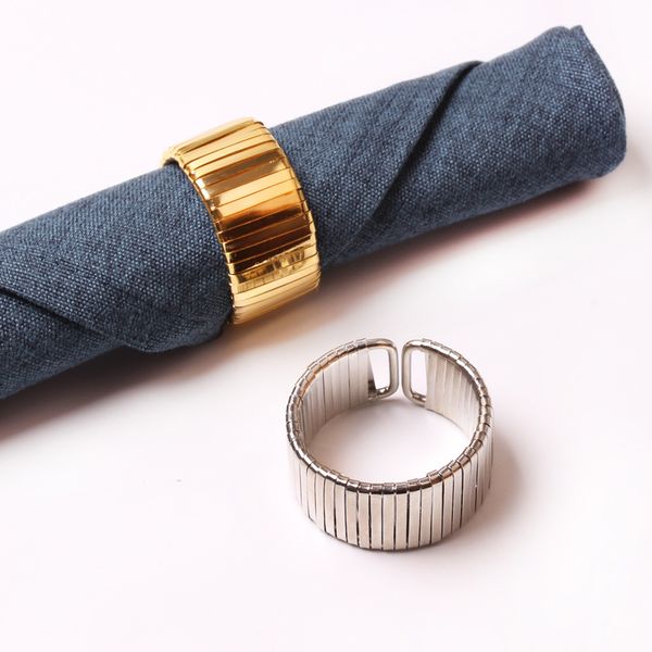 

modern silver gold metal napkin rings cafe napkin holders