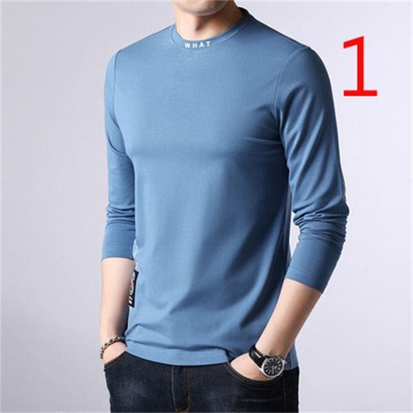 

2021 summer new men's round neck long-sleeved t-shirt cotton 163g, White;black