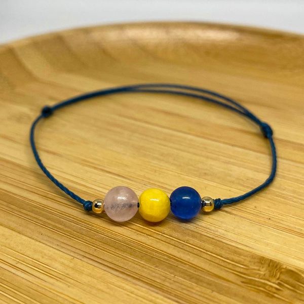 

charm bracelets women blue agate pink crystal natural stones beads decoration handmade minimalist adjustable string jewelry gift, Golden;silver