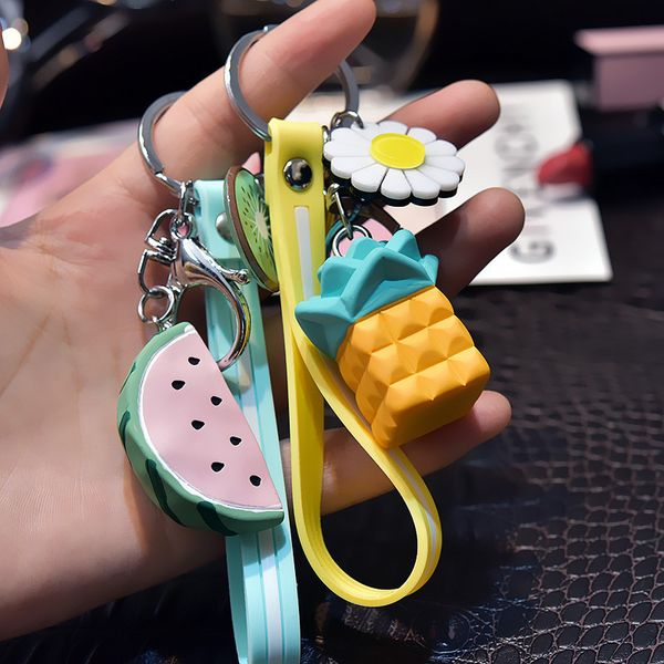 

2021 fashion keychain new fruit avocado key ring student schoolbag lady bag pendant small activity gift practical, Silver