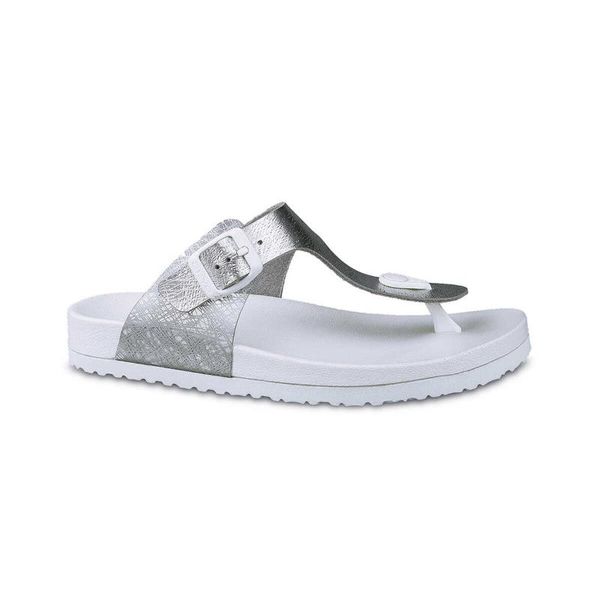 

slippers ceyo 9970-5 women silver purple pink platinum gray casual summer artificial leather banded anatomic footwear flip flops, Black
