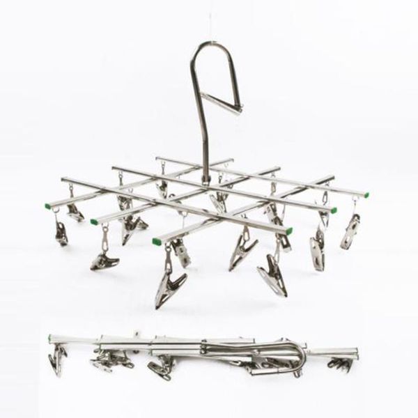 

1 x clothes hanger windproof stainless steel clip folding hook socks drying rack