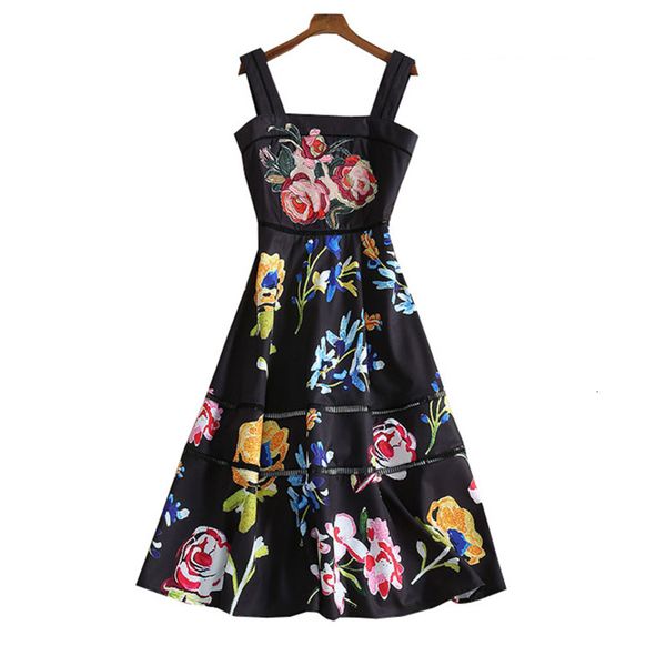 

2021 new summer holiday flower print tank spaghetti strap women's luxury sleeveless high waist embroidery short ng6j, Black;gray