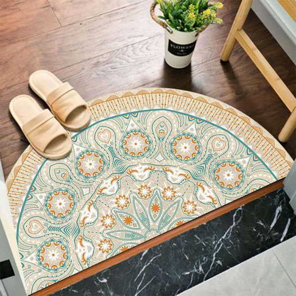 

bohemian style semi-circular floor rug ethnic style entrance mat door mats home bathroom absorbent non-slip carpet home decor