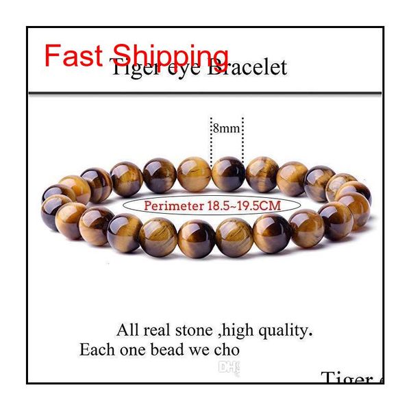 

8mm fashion brand luxury natural stone healing crystal stretch beaded bracelet women men handmade precious ge qylbxn dh_seller2010, Black