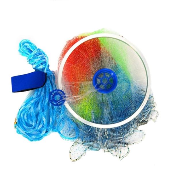 

yunshanz fishing accessories 2.4m durable sinker bait outdoor hand casting net cast fish catching nylon mesh