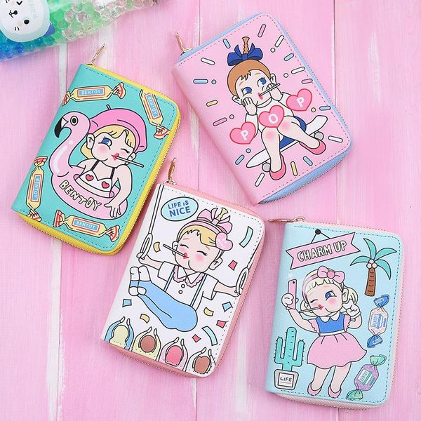 

wallets bentoy brand large clutch women cartoon girls money purse short zipper coin wallet cute cell phone case, Red;black