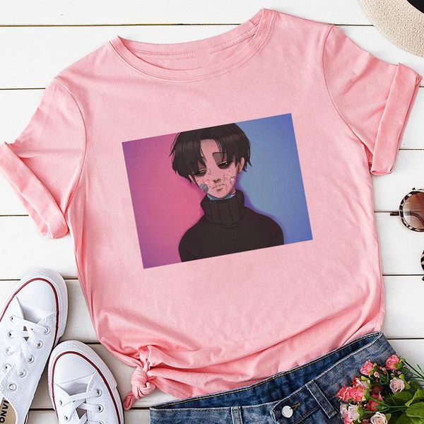 

women's t-shirt fashion confused boy pattern print women summer short sleeve casual style tshirt harajuku loose versatile o-neck t shir, White