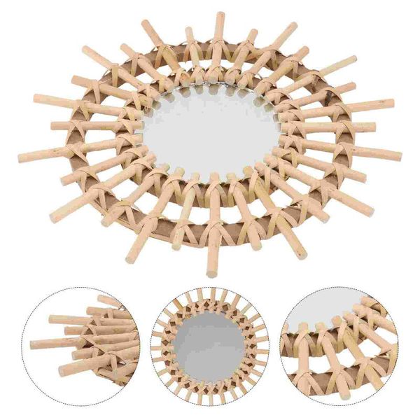 

mirrors 1pc mirror decor wicker weaving craft decorative wall indoor