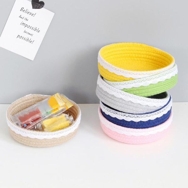 

storage baskets lace design bin handmade convenient cotton rope woven for bedroom decorate dining table fruitsÂ