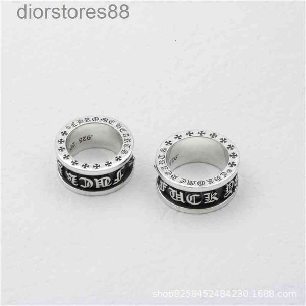 

ring ch croft thai silver revolving cross gothic letter trend punk hip hop couple