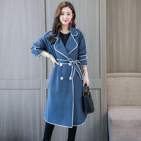

women's trench coats women winter double breasted long windbreaker fashion korean casual sashes trend coat office lady loose vintage ou, Tan;black