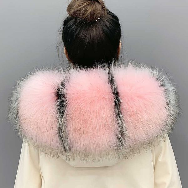 

super large wide faux raccoon fur collar women men winter jacket decorative fur collar extra big new color fur scarves h0923, Silver
