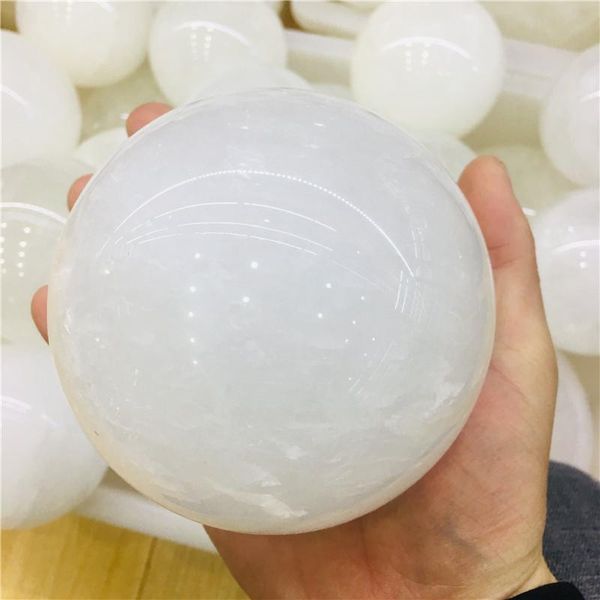 

decorative objects & figurines 4-10cm natural white selenite opal polished crystal spherical stone gemstone healing original gypsum massager