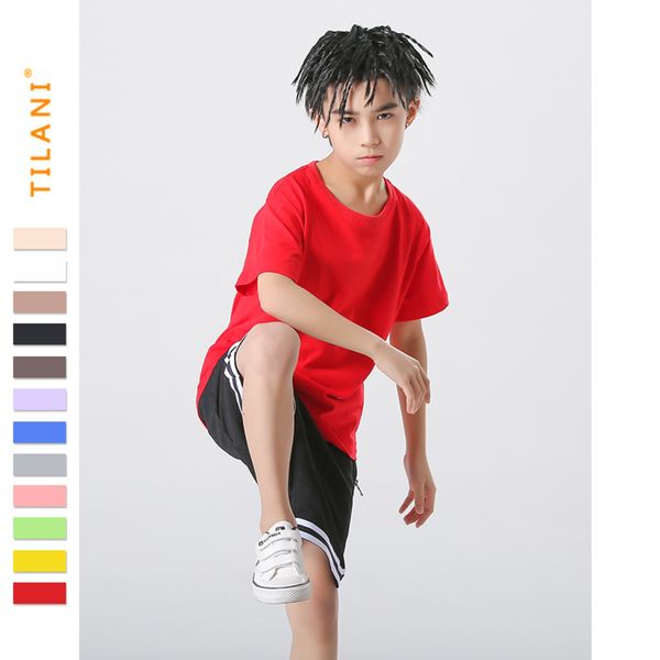 

wear 2021 tilani new fashion brand short sleeve boys' pure color cotton children's t-shirt, Blue