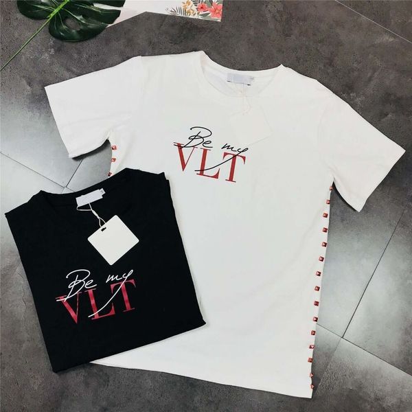 

women's brand tee summer casual cotton crew neck designer rivets are my vlt letter print women's t-shirt size s-xl 210306, White