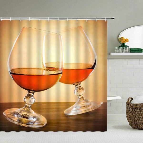 

shower curtains romantic red wine curtain waterproof bathroom 3d printing polyester cloth with hooks decoration screen