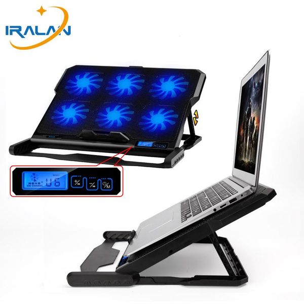 

lapcooling pads cooler with light lcd display notebook stand for 11-17 inch pad 6 fans and double usb ports