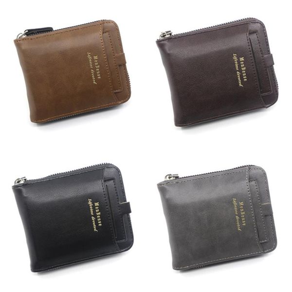 

wallets men's wallet short casual zipper business pu coin purse, Red;black