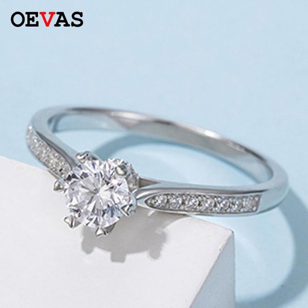 

cluster rings oevas sparkling 0.5 d color moissanite engagement for women 100% 925 sterling silver wedding party fine jewelry gift, Golden;silver