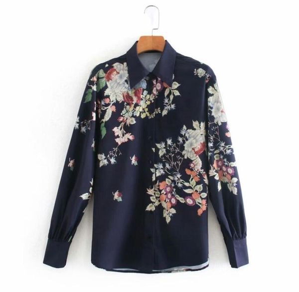 

women elegant position flower print casual business blouse office ladies long sleeve shirts chic femme blusas, White