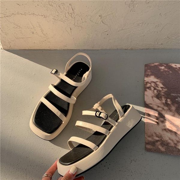 

sandals women sandal shoes fashion platform buckle strap casual outdoor daily slides narrow band, Black