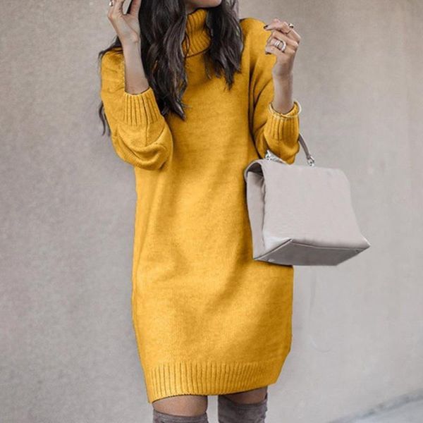 

women's sweaters turtleneck long sleeve sweater dress women autumn winter loose tunic knit pullovers casual knitted dresses, White;black