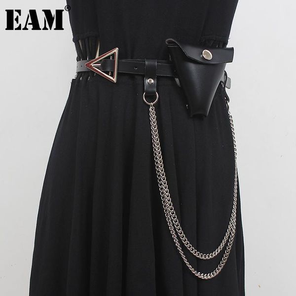 

belts [eam] pu leather white mestal chain mini-bag long belt personality women fashion tide all-match spring autumn 2021 1dd9567, Black;brown