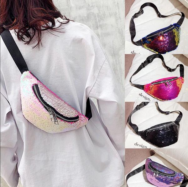 

duffel bags ladies glitter sequins bum bag travel case women bling pouch waist fanny pack festival money belt wallet purse handbag