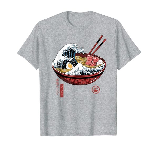 

great ramen wave white t-shirt, White;black