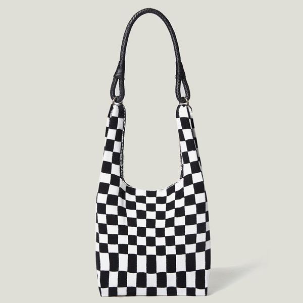 

evening bags vintage checkerboard women handbag 2021 winter ladies roomy tote bag retro plaid shoulder for chic student bolsa