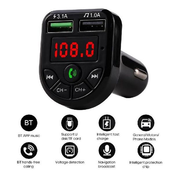 

bte5 car mp3 player bluetooth fm transmitter car fm modulator dual usb charging-port car charger for 12-24v general vehicle