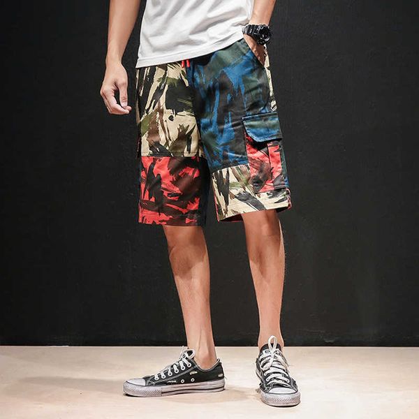 

men's shorts men summer cotton cargo streetwear mens safari style knee length camouflage male pockets hip hop 5xl ruvu 3chp, White;black
