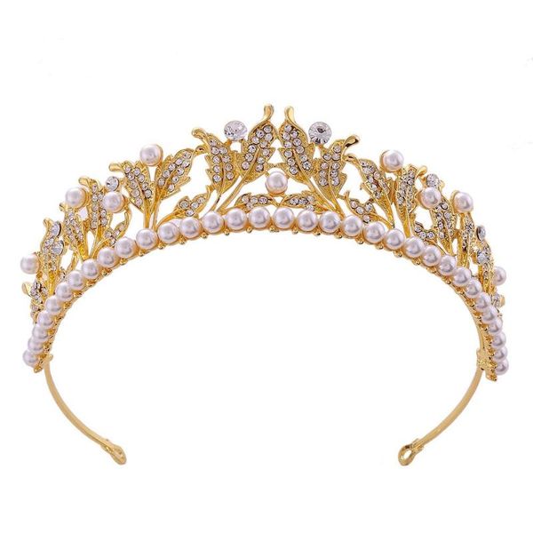 

hair clips & barrettes leaf pearl rhinestone bride crown alloy princess, Golden;silver
