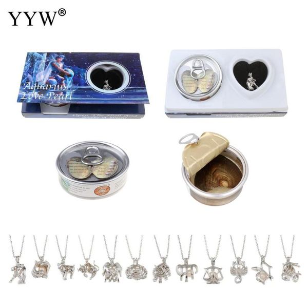

pendant necklaces vacuum-packed freshwater natural love pearl oyster with twelve constellations necklace for diy to friend, Silver