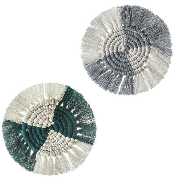

mats & pads cotton braid handmade macrame cup pad bohemia style non-slip mat q1fd