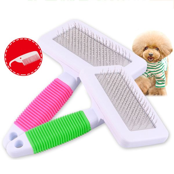 Multipurpose Pet Dog Gato Cachorrinho Agulha Pentear Ferramentas de Beleza Derramamento De Cabelo Remoção De Remoção Defiadora Grooming Pente Pente Pentear Ferramenta de Slicker Non-Slip Punho TR0099