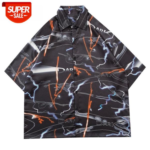 

Letter Print Hip Hop Shirts Streetwear Men Harajuku Hawaiian Loose Short Sleeve Summer Cotton Oversize Beach Shirt #fk0v, White;black