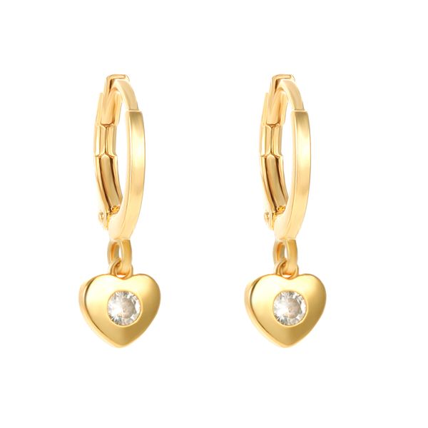 

charm cross drop earrings for women gold heart lock dangle earrings 2pcs copper cz charm korean earrings fashion jewelry 2020, Bronze;silver
