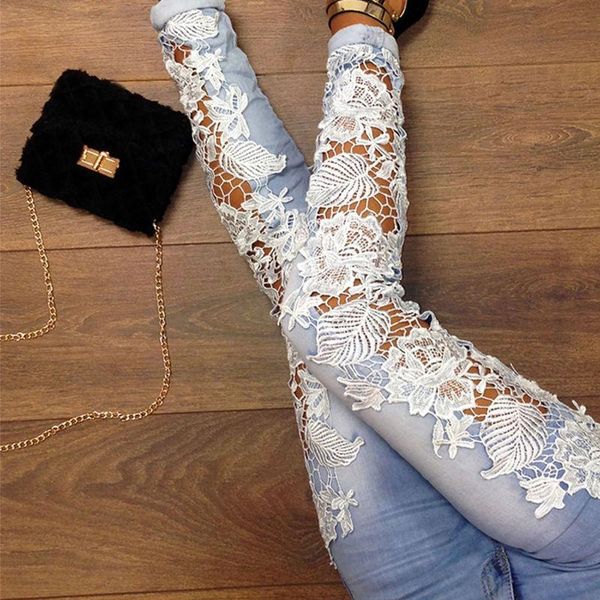 

men's jeans wimilous in the autumn of 2021 speed sell through lace side splicing thin elastic denim trousers, Blue