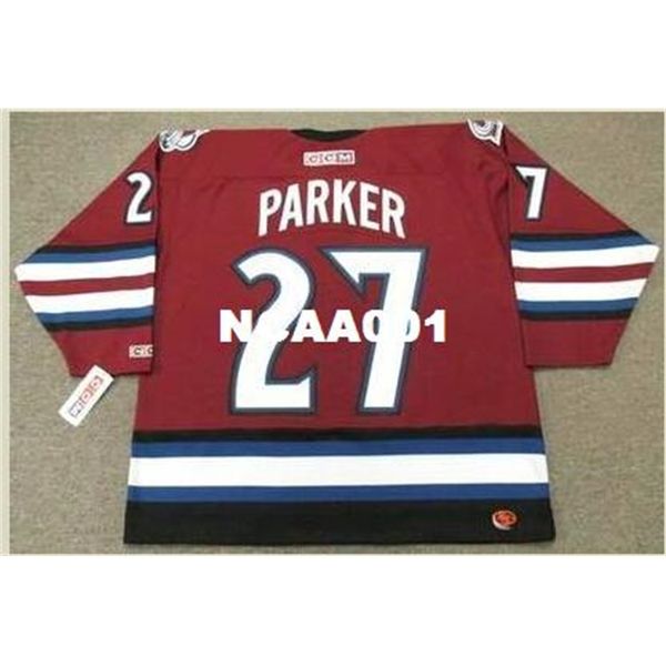 

001s #27 scott parker avalanche 2002 ccm retro alternate hockey jersey or custom any name or number retro jersey, Black