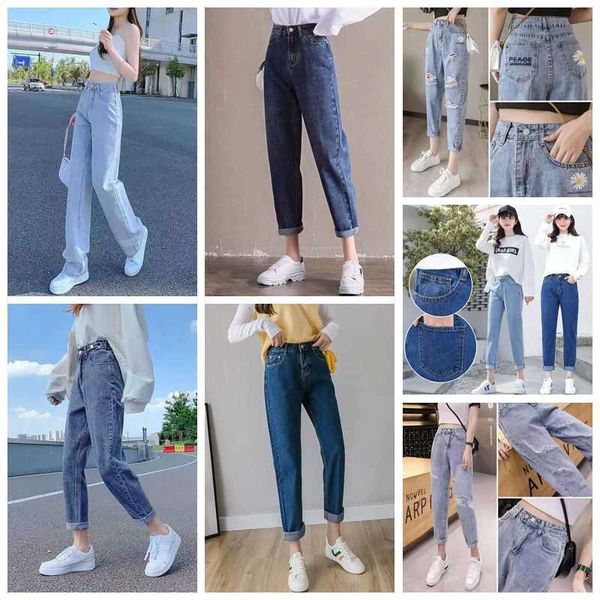 

summer women's 2021 jeans pants slim temperament commuter high waist, Blue