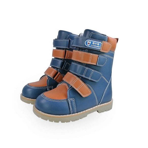 

boots kids leather high for boys children orthopedic shoes girls hook and loop spring autumn winter calf booties, Black;grey