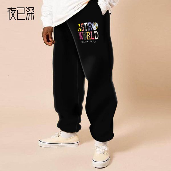 

2021 spring black print mid waist casual pants for men, Black;green