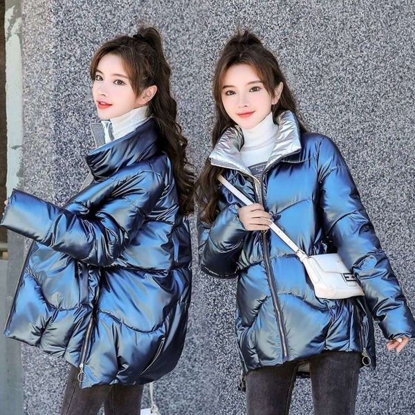 

2021wash bread bright down autumn winter 2020 new thickened ins short loose cotton padded jacket for women, Black