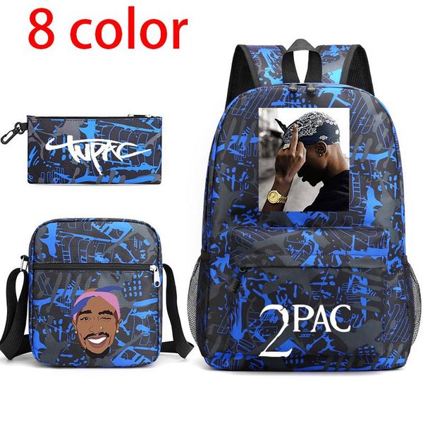 

backpack mochila 3 piece set 2pac printing school children's bag laptravel men's