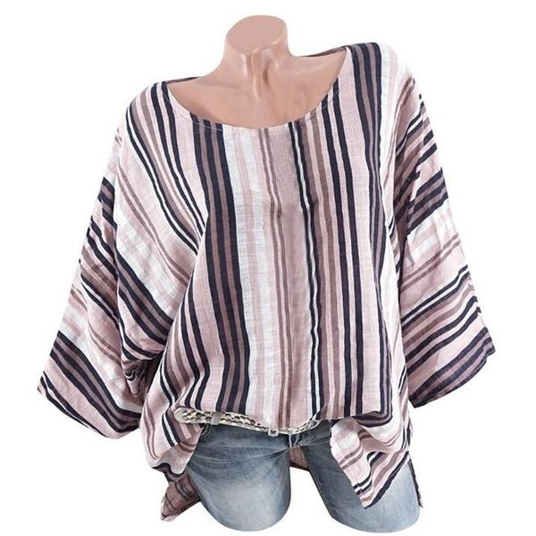 

salesummer women on casual short mouths loose o neck stripped fashion wild unregular zoom women's t-shirt, White