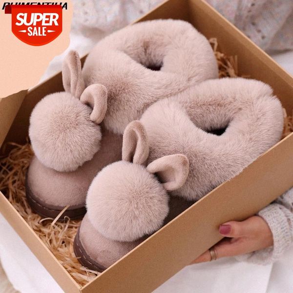 

dropship 2020 winter cotton women slippers rabbit ear home indoor ladies slippers winter warm cotton shoes cute plus plush #jh2t, Black