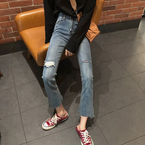 

2021 new waist high ankle, thin in spring and summer, irregular ee, perforated, korean microphone 4y0y, Blue
